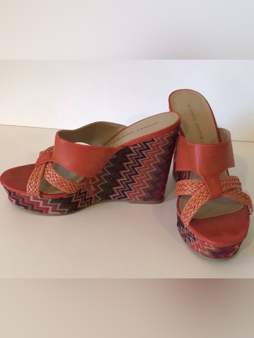 Audrey Brooke Coral Braided Platform Wedge Sandals